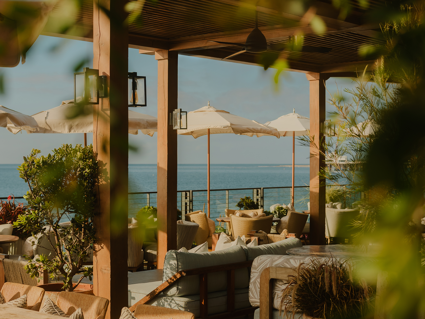 Oceanfront terrace at Little Beach House Malibu